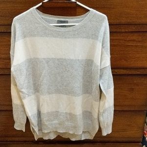 Gray/white striped cashmere sweater